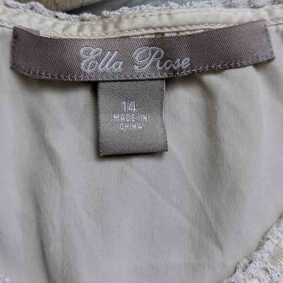 VTG 00s Y2K Ella Rose Cream White Silk Satin Lace Trim Bow V-Neck Slip Tank Top - Picture 7 of 8